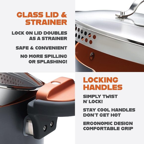 5 Quart Stock Multipurpose Pasta Pot with Strainer Lid - Picture 3 of 8